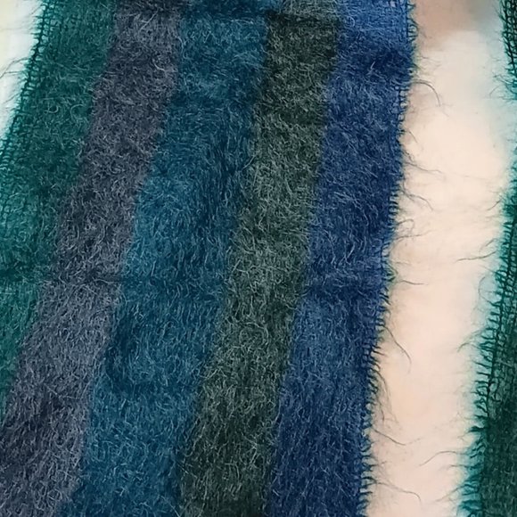 SOLD - Vintage Royal Scot Mohair Wool Scarf Dark Blue Purple Maroon Multicolor - Picture 4 of 8